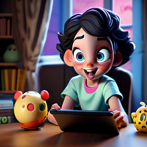 Child sitting attentively with a tablet, engrossed in an educational app.