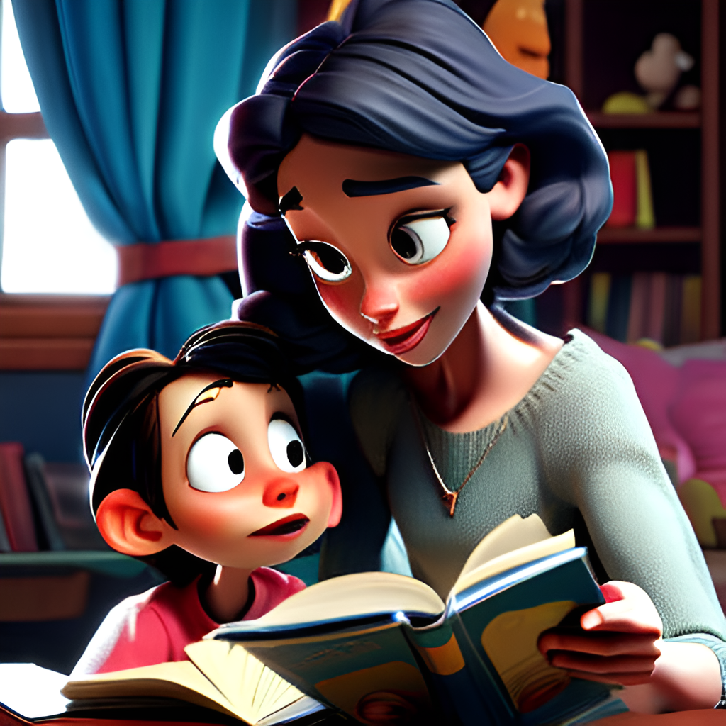 A child engrossed in reading a book with a parent by their side.