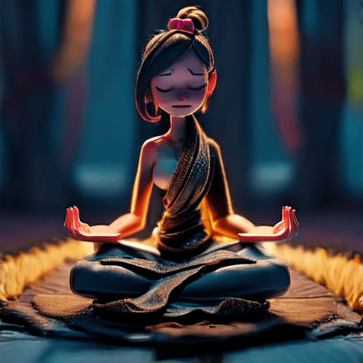 A mother in a peaceful meditation pose, embracing mindfulness.