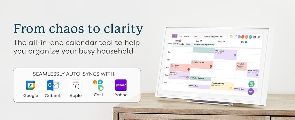 A 15-inch digital calendar & chore chart display.