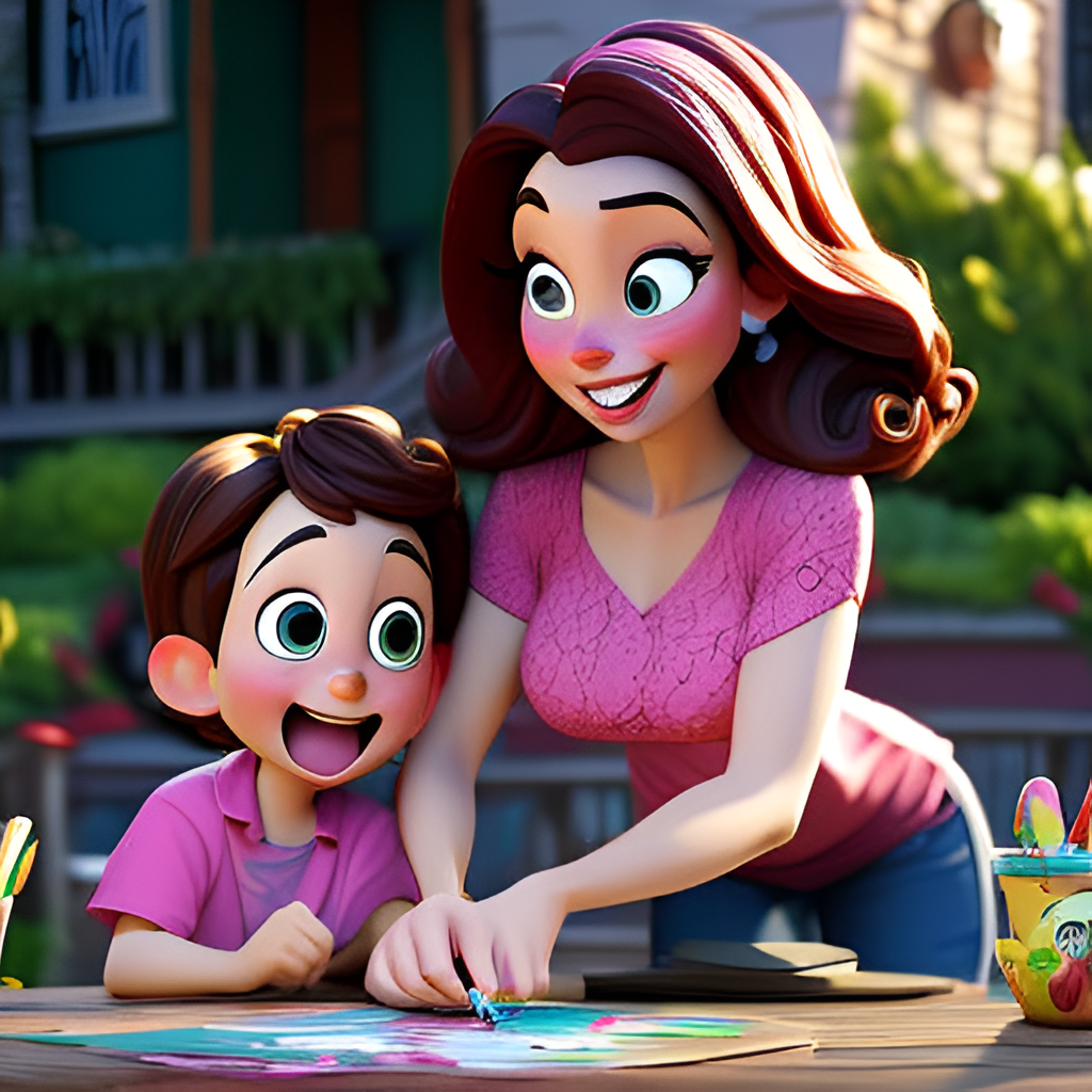 Family enjoys creative arts and crafts together.