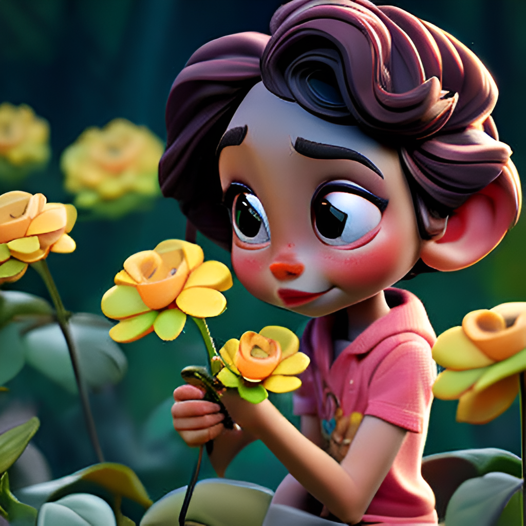 A child closely examining a vibrant flower in a garden.