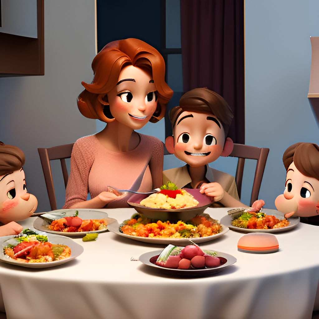 Family at Dinner Table - Practicing Mindful Eating