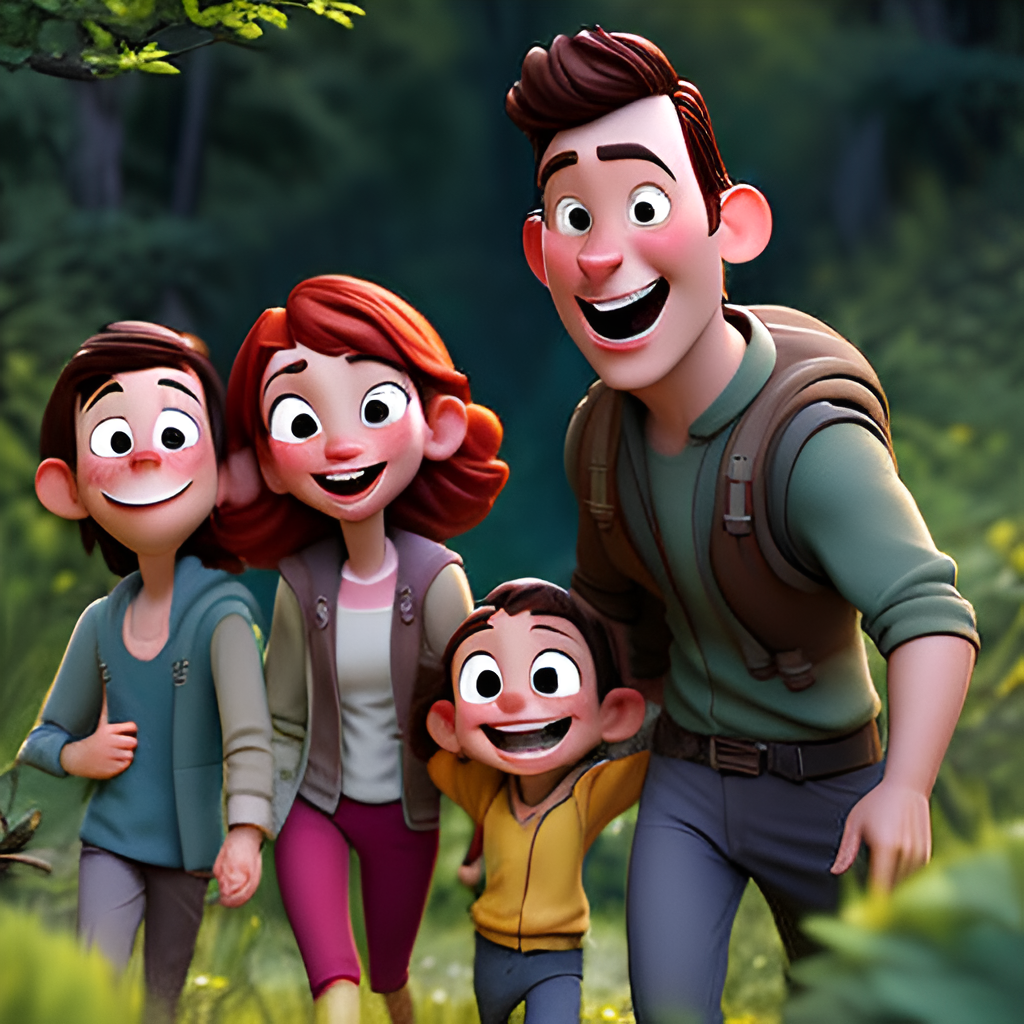 Family hiking in nature, enjoying screen-free time.