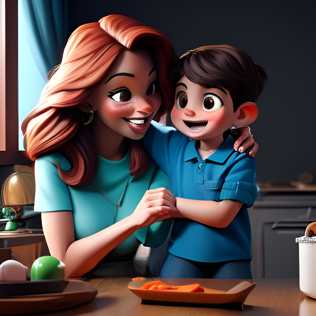 Parent using positive reinforcement with a child.