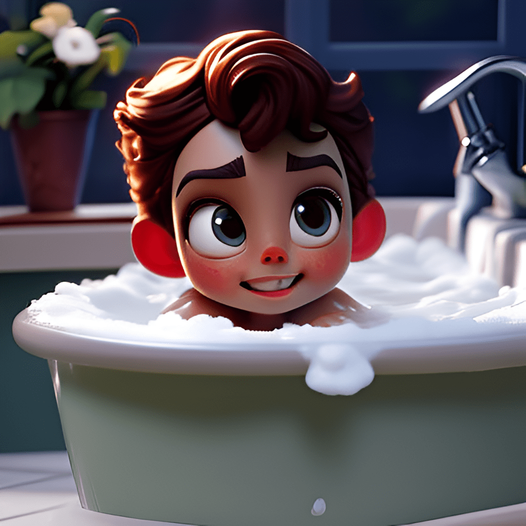 A child enjoying a relaxing bath before bedtime.
