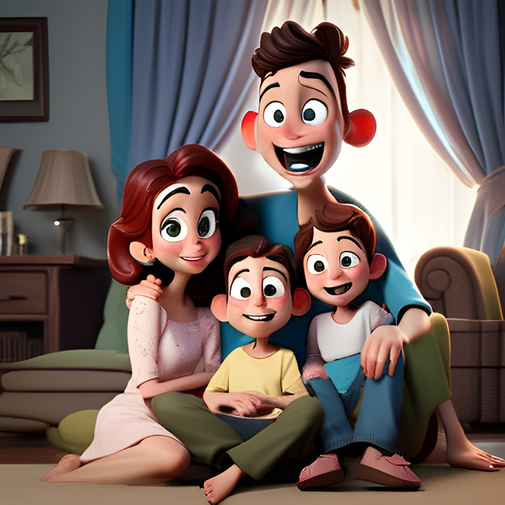 A happy family spends quality screen-free time together, building bonds.